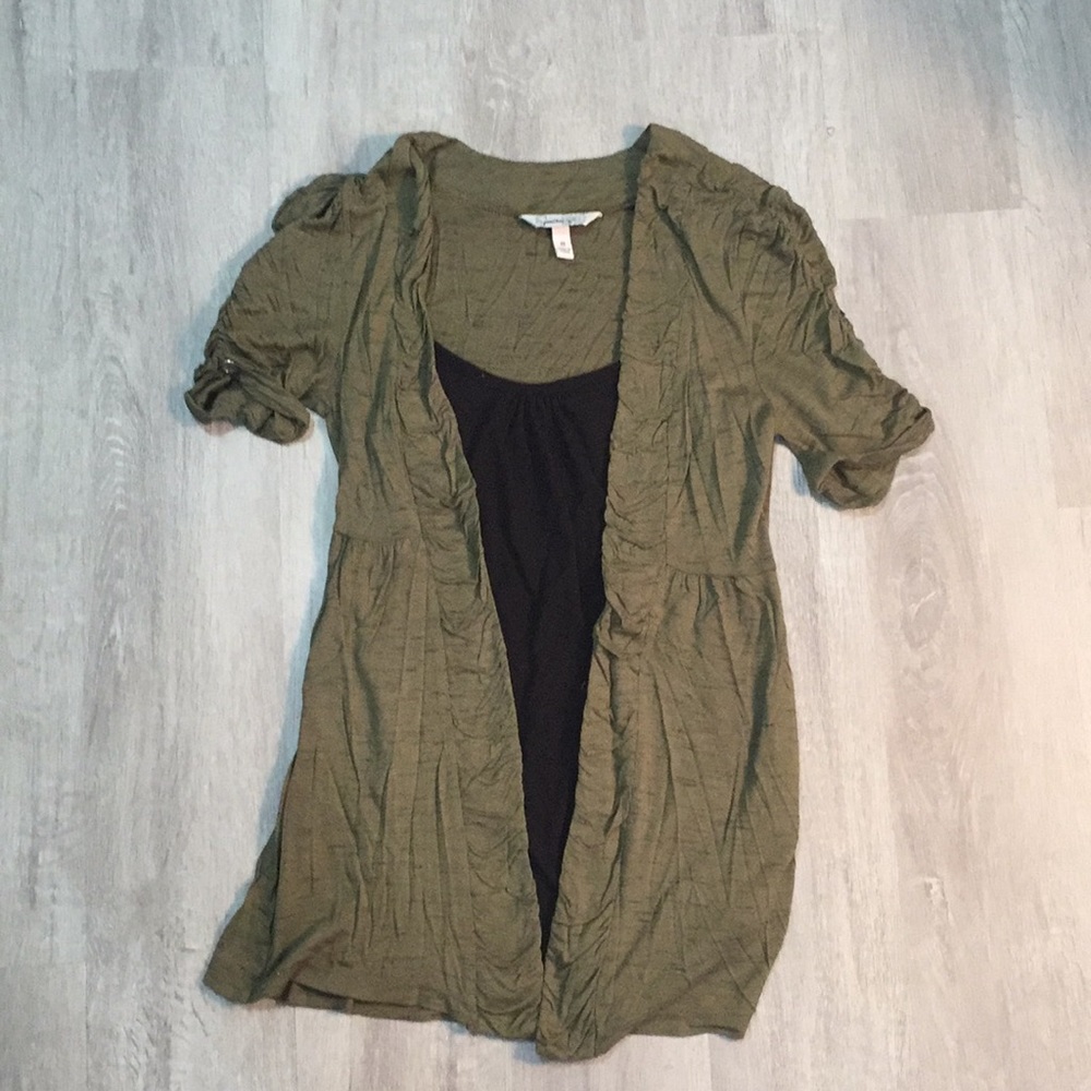Speechless Green and black blouse with attached cardigan Small